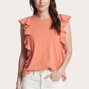 ANTHROPOLOGIE FRYE HARPER CORAL RUFFLE SLEEVELESS KNIT TOP SIZE X-LARGE